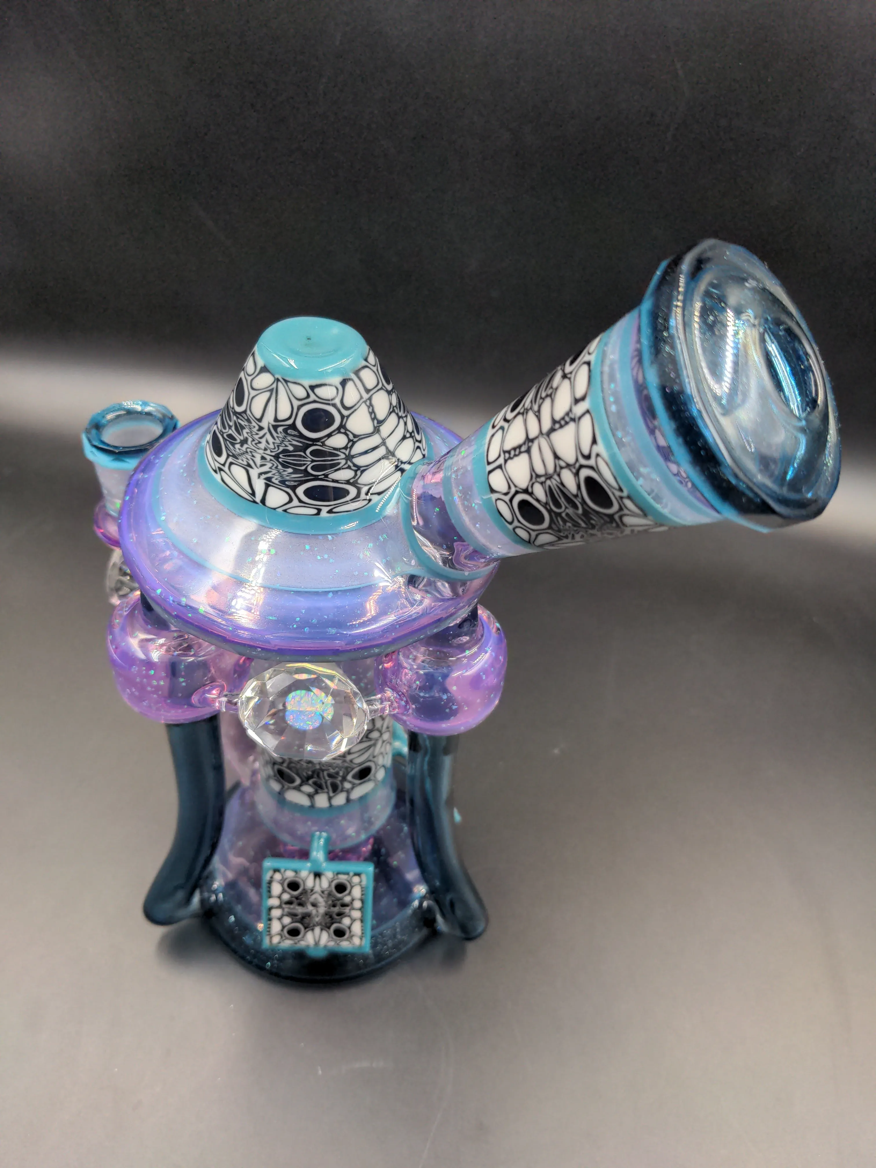 Crushed Opal Heady Triple Recycler Rig - By Gobs Glass