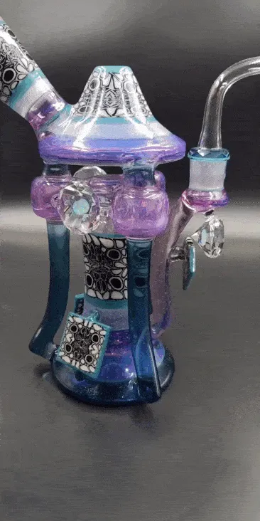 Crushed Opal Heady Triple Recycler Rig - By Gobs Glass