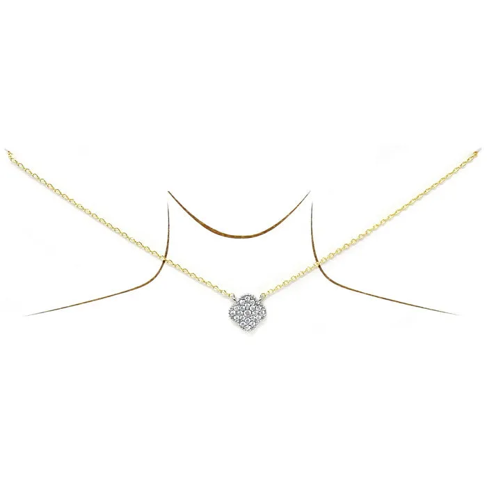 Cubic Zirconia Pave Clover Pendant Gold Dipped Short Chain Necklace