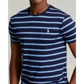 Custom Fit Jersey Crewneck T-Shirt - Stripe - Navy/Royal Heather