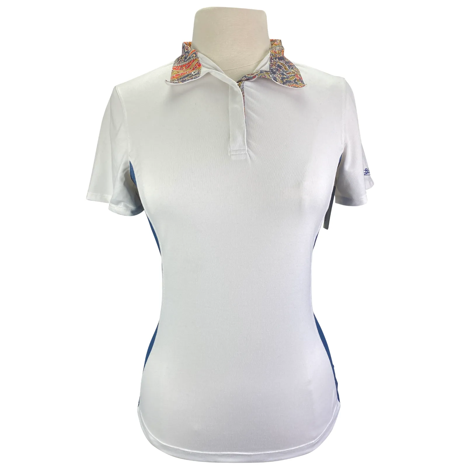 Dover Saddlery CoolBlast Show Shirt in White/Blue - Women's Small