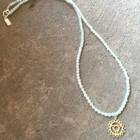 Fine Faceted Amazonite and Sterling Silver 'Throat Chakra' Pendant Necklace