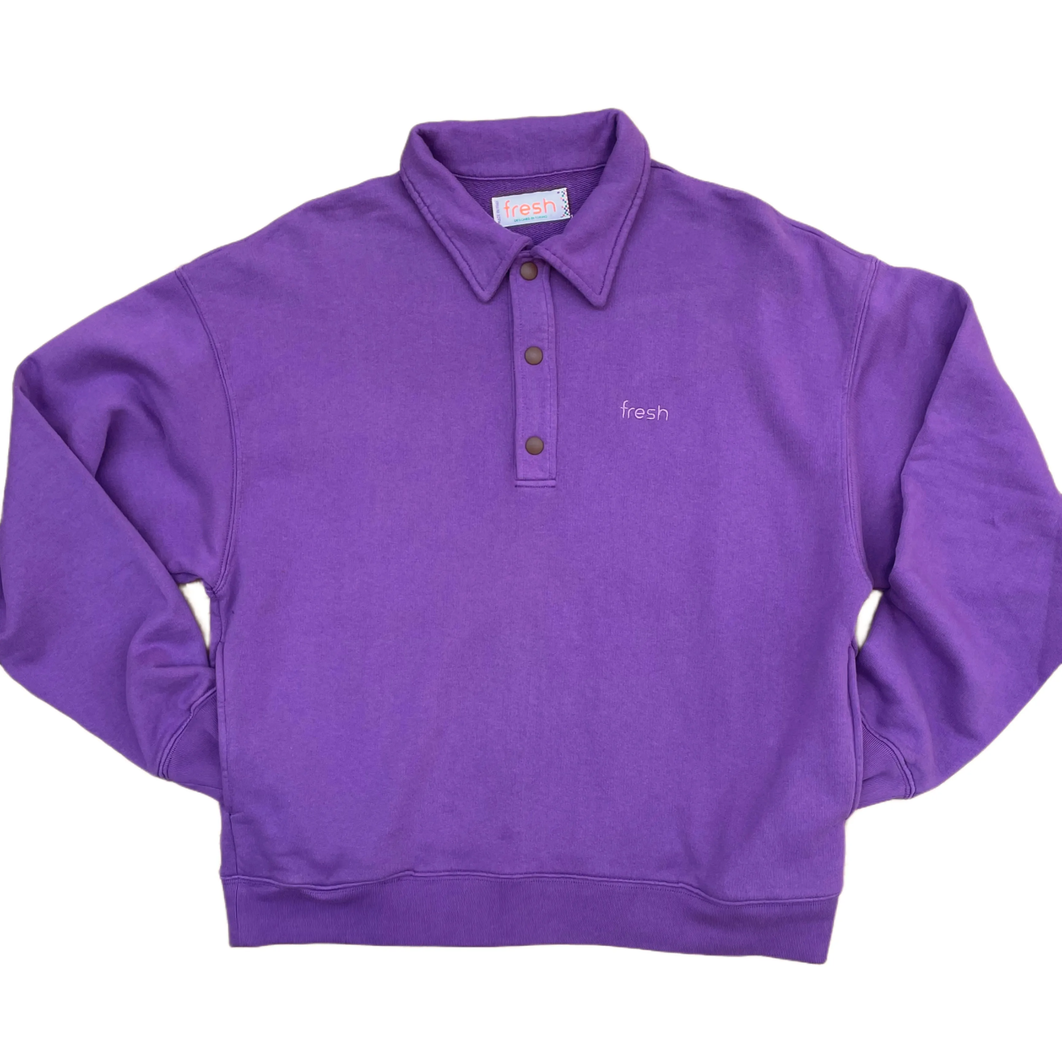 FRESH Mike Cotton Polo Sweatshirt in Purple