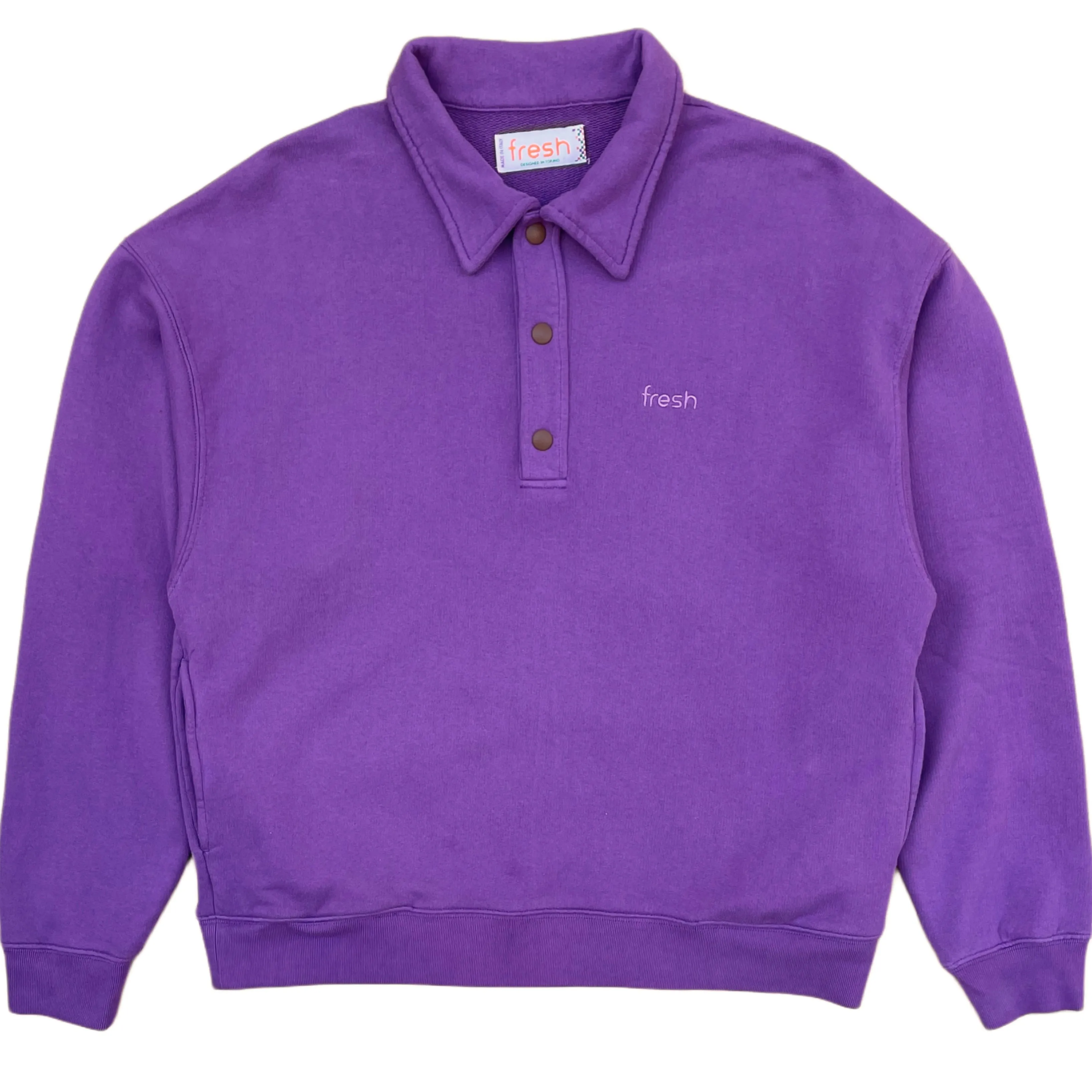 FRESH Mike Cotton Polo Sweatshirt in Purple