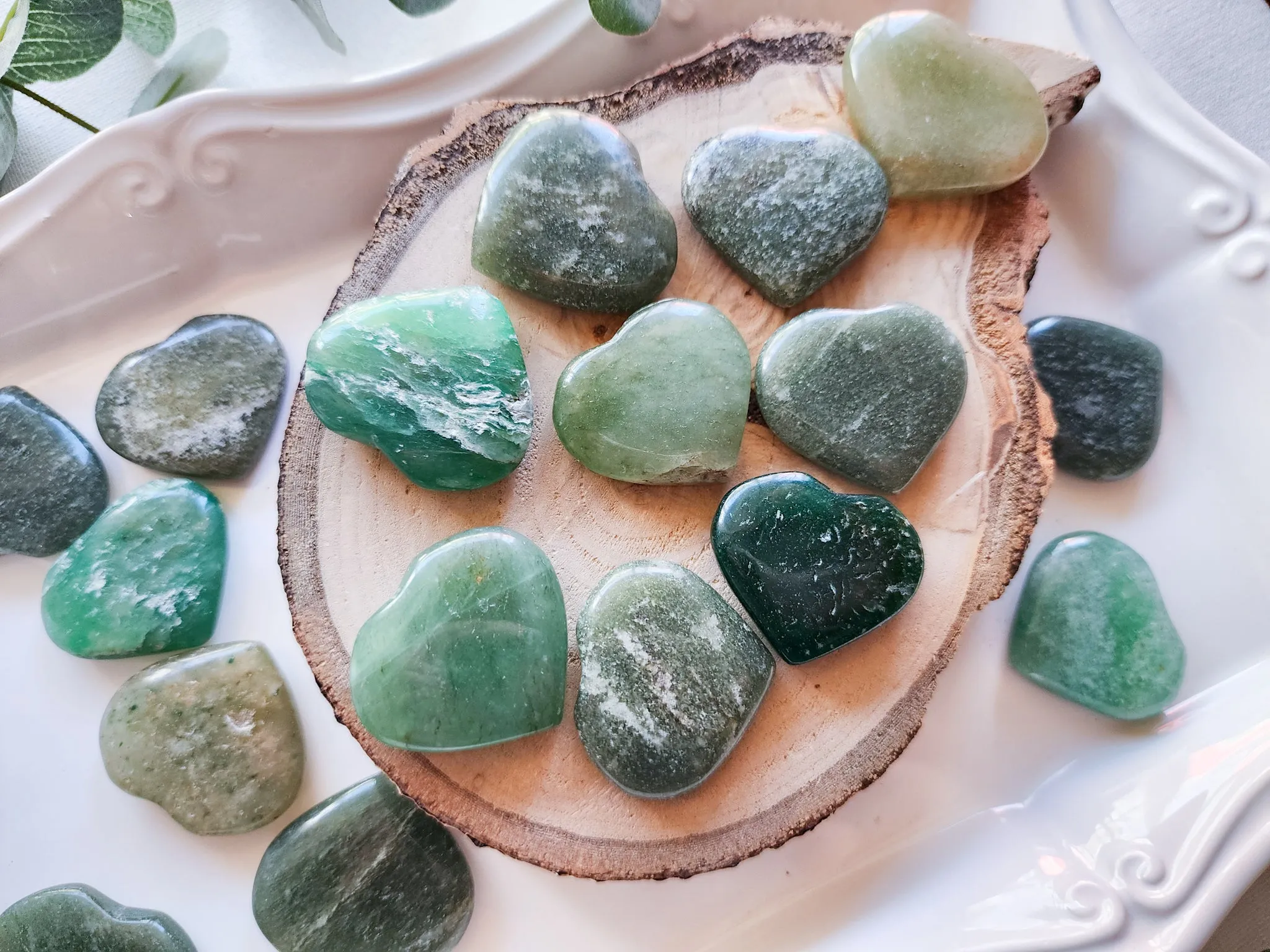 Green Aventurine Flat Mini Hearts