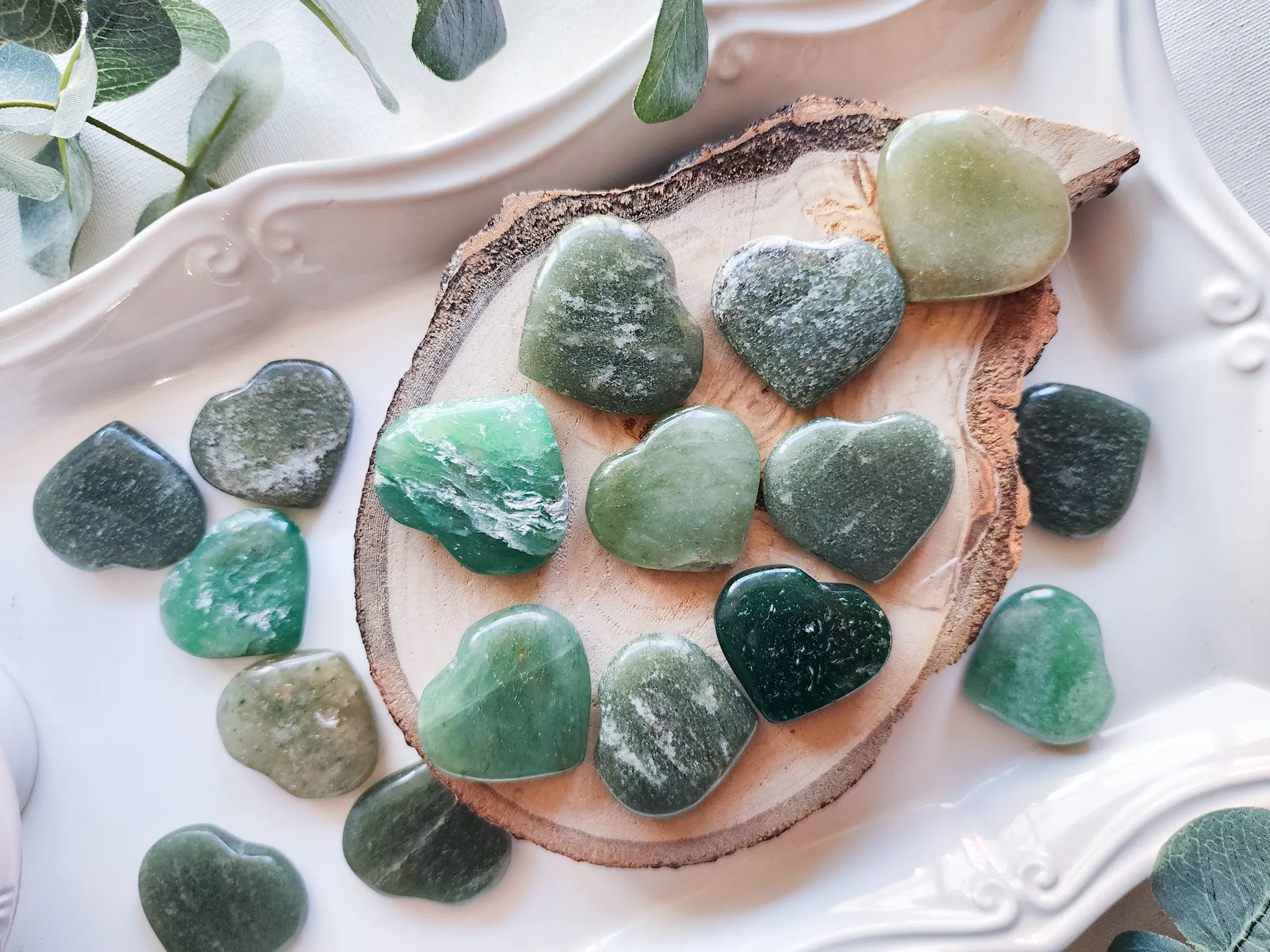 Green Aventurine Flat Mini Hearts