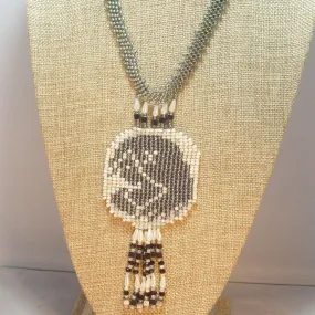 Hafwen Portrait of Mary Beaded Pendant Necklace