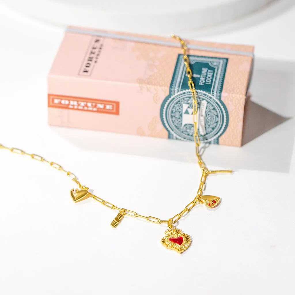 Heart Phases Charm Necklace - Gold