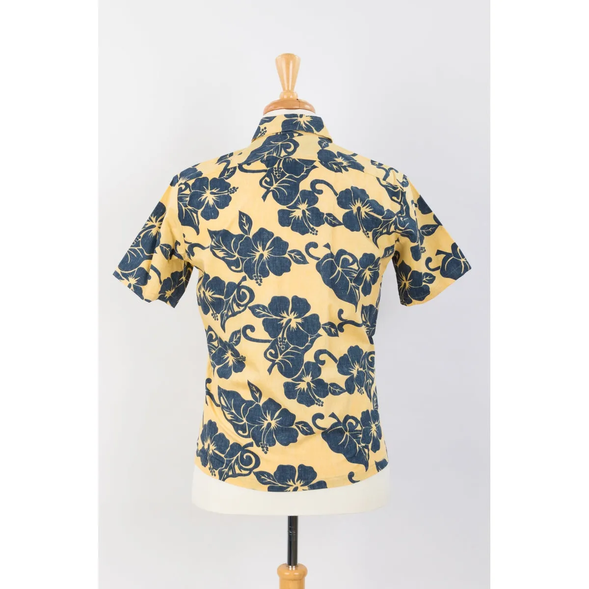 Hibiscus Slim Cut Aloha Shirt | Yellow & Navy