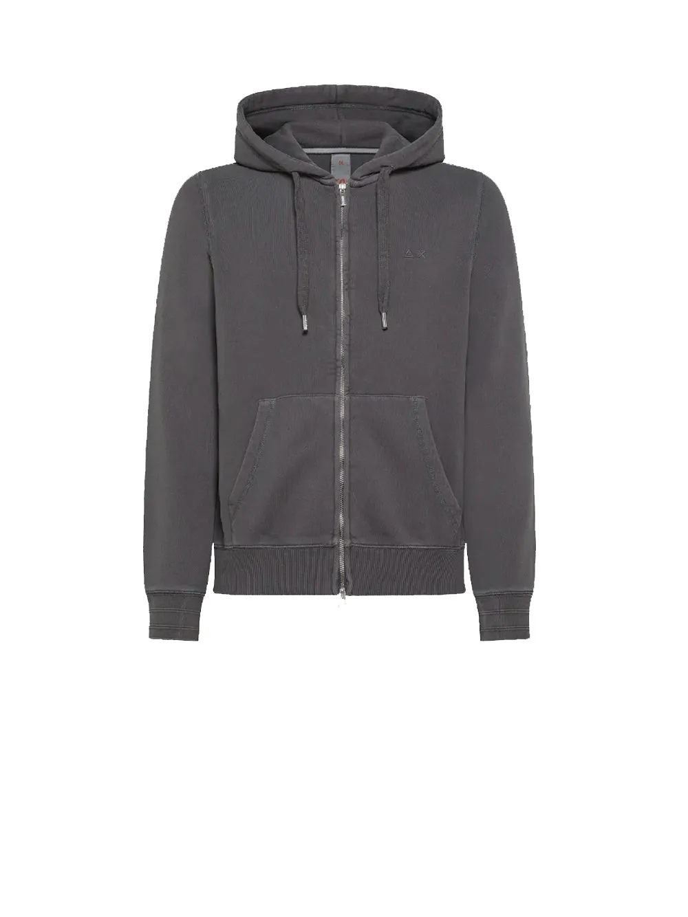 Hood Zip Garment Dye Cotton Fl - Inchiostro