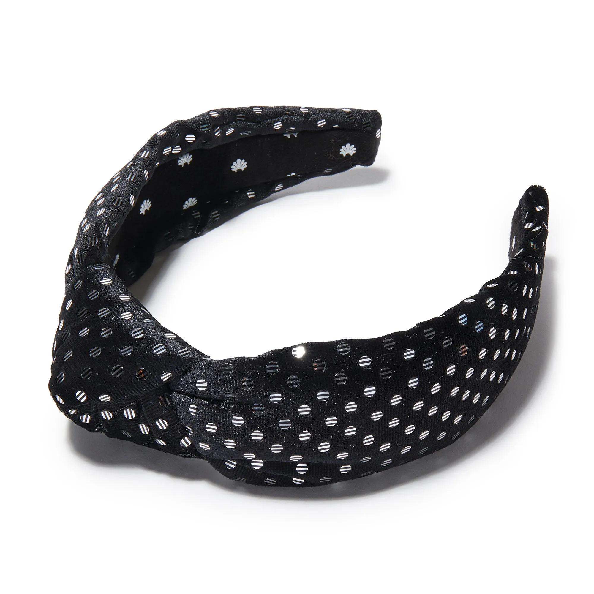 JET DOTTED VELVET KNOTTED HEADBAND