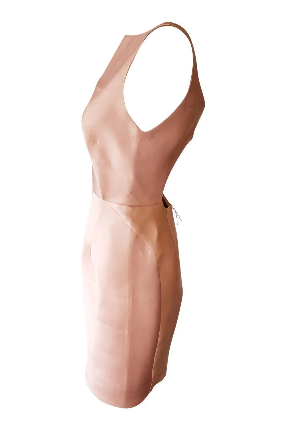 J.MENDEL Oyster Pink Silk Backless Mini Dress (UK 8)