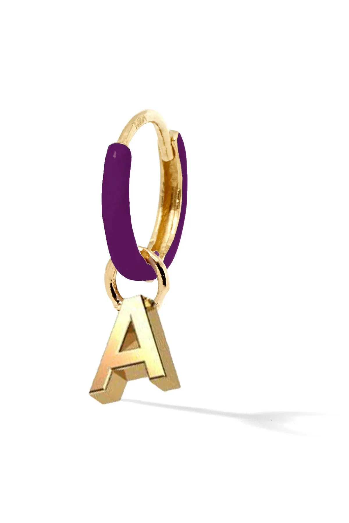 Letter Enamel Huggie - Aubergine