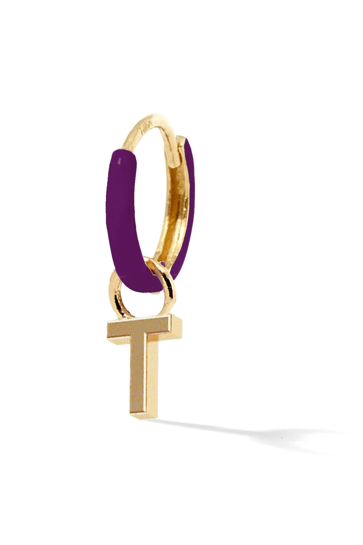 Letter Enamel Huggie - Aubergine