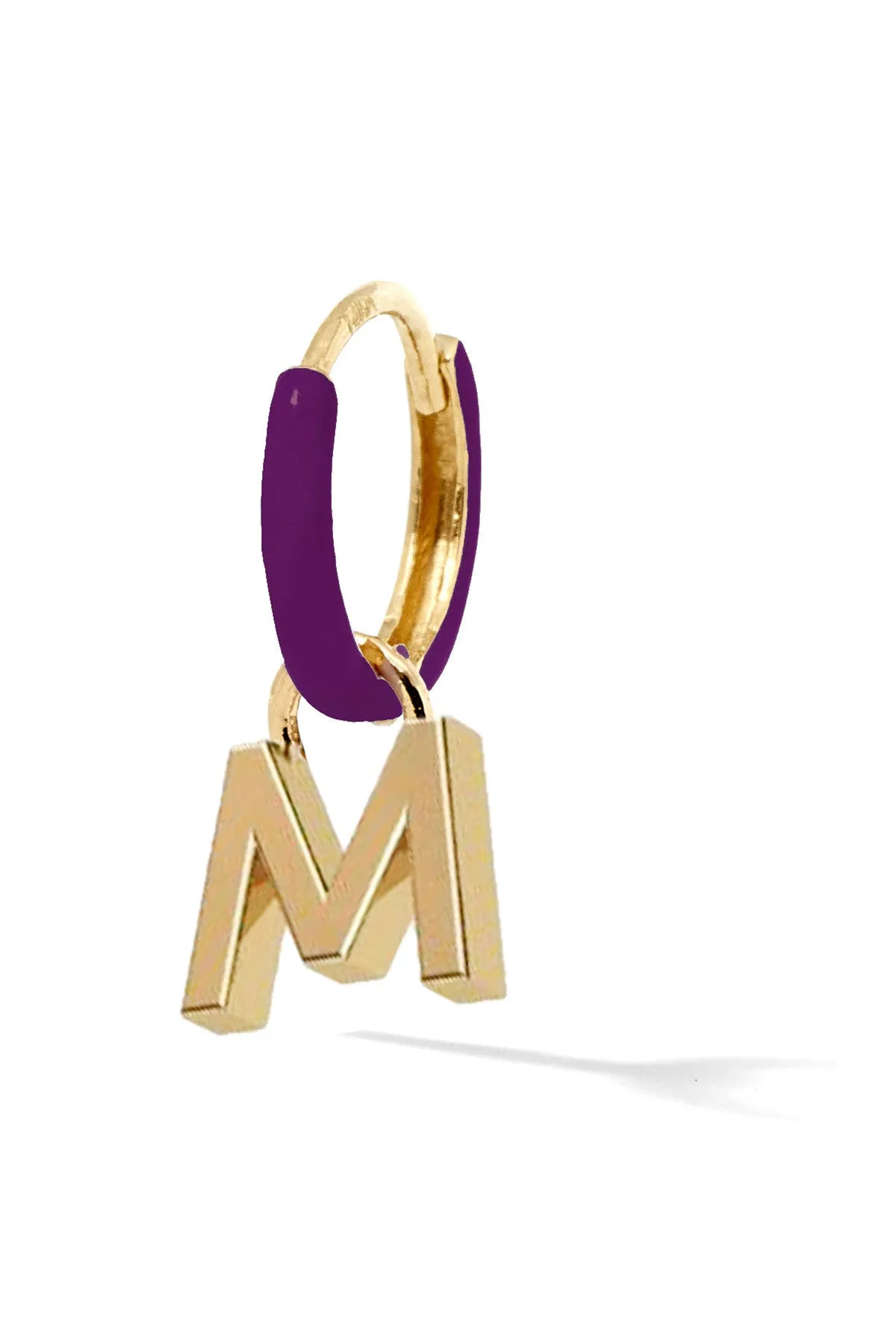 Letter Enamel Huggie - Aubergine