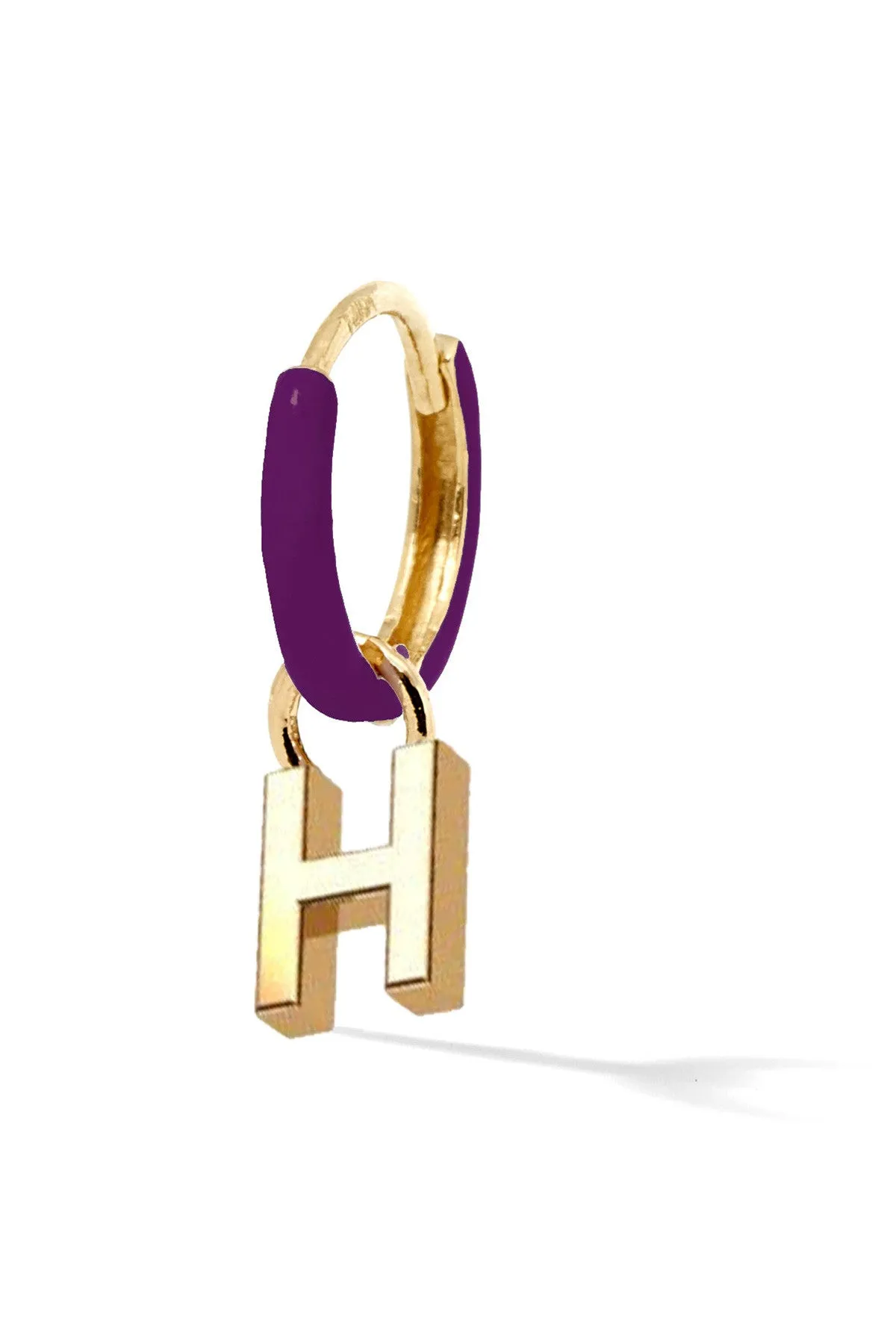 Letter Enamel Huggie - Aubergine