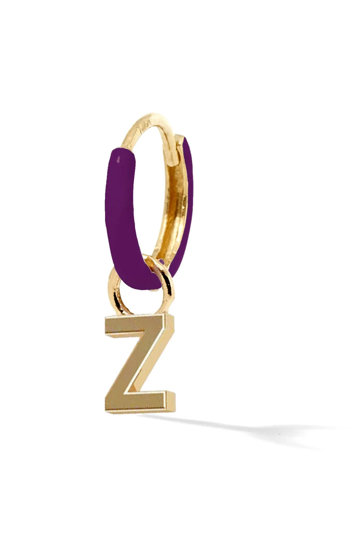 Letter Enamel Huggie - Aubergine