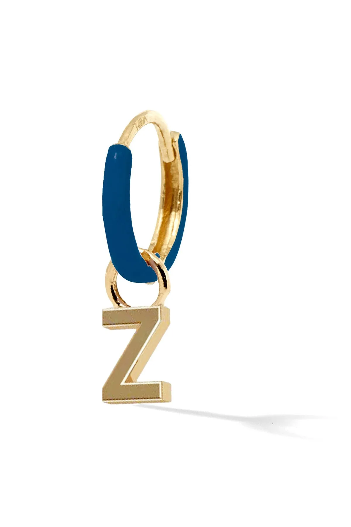 Letter Enamel Huggie - Bleu Fonce