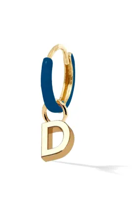 Letter Enamel Huggie - Bleu Fonce