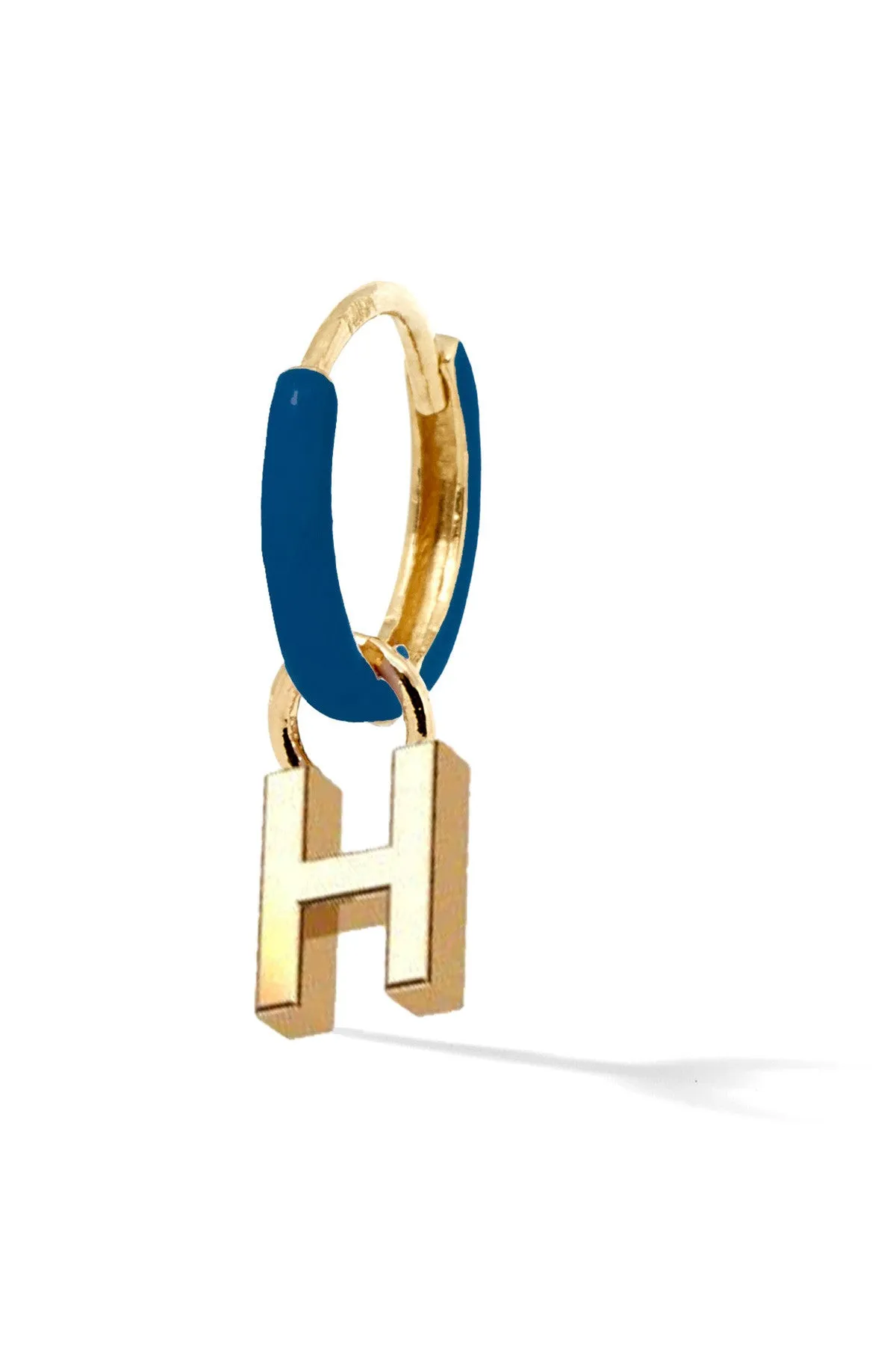 Letter Enamel Huggie - Bleu Fonce