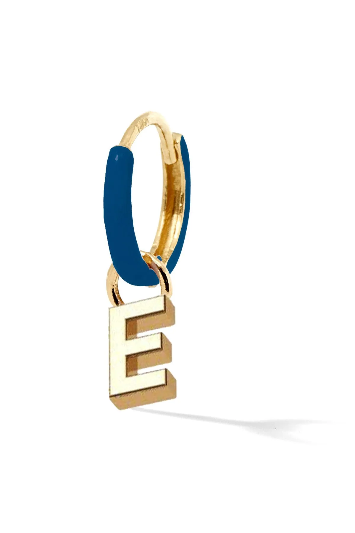 Letter Enamel Huggie - Bleu Fonce