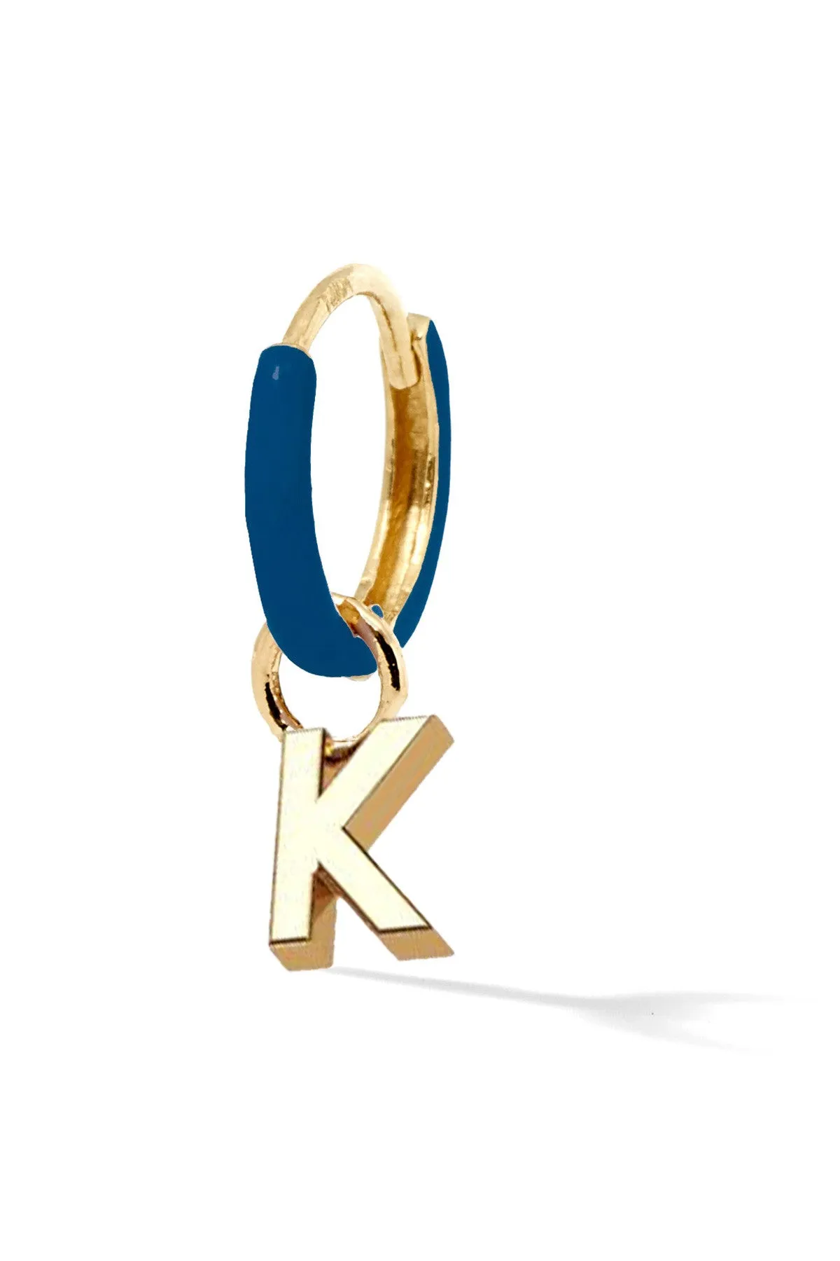 Letter Enamel Huggie - Bleu Fonce