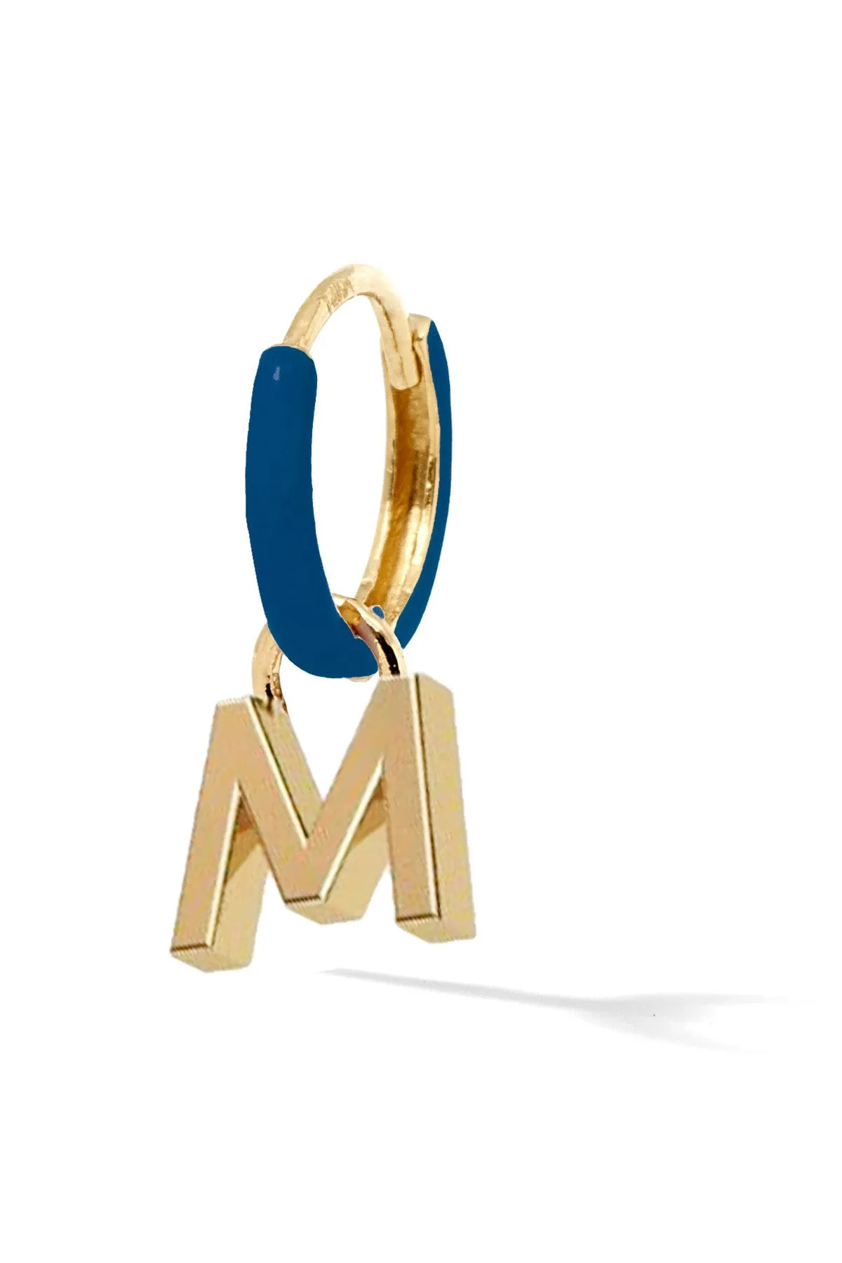 Letter Enamel Huggie - Bleu Fonce