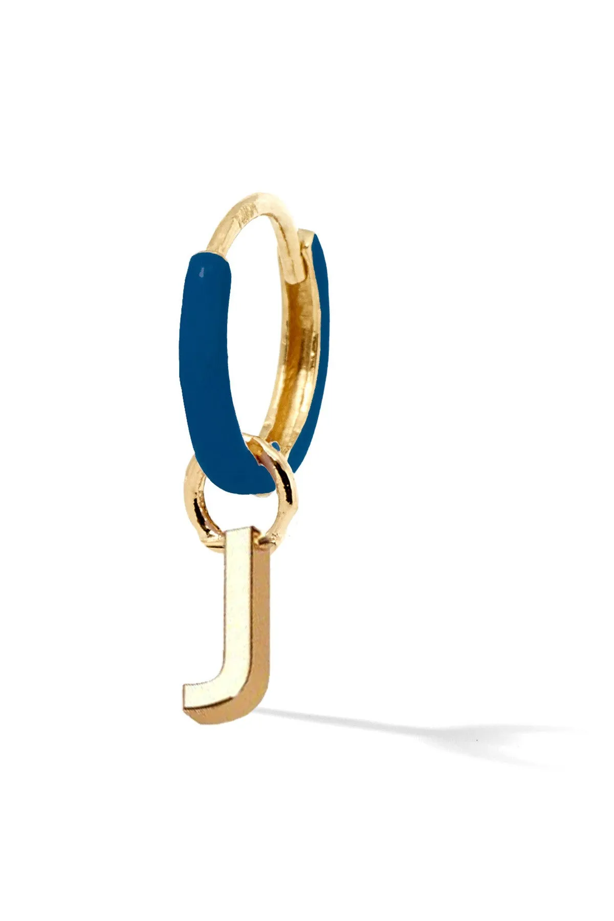 Letter Enamel Huggie - Bleu Fonce