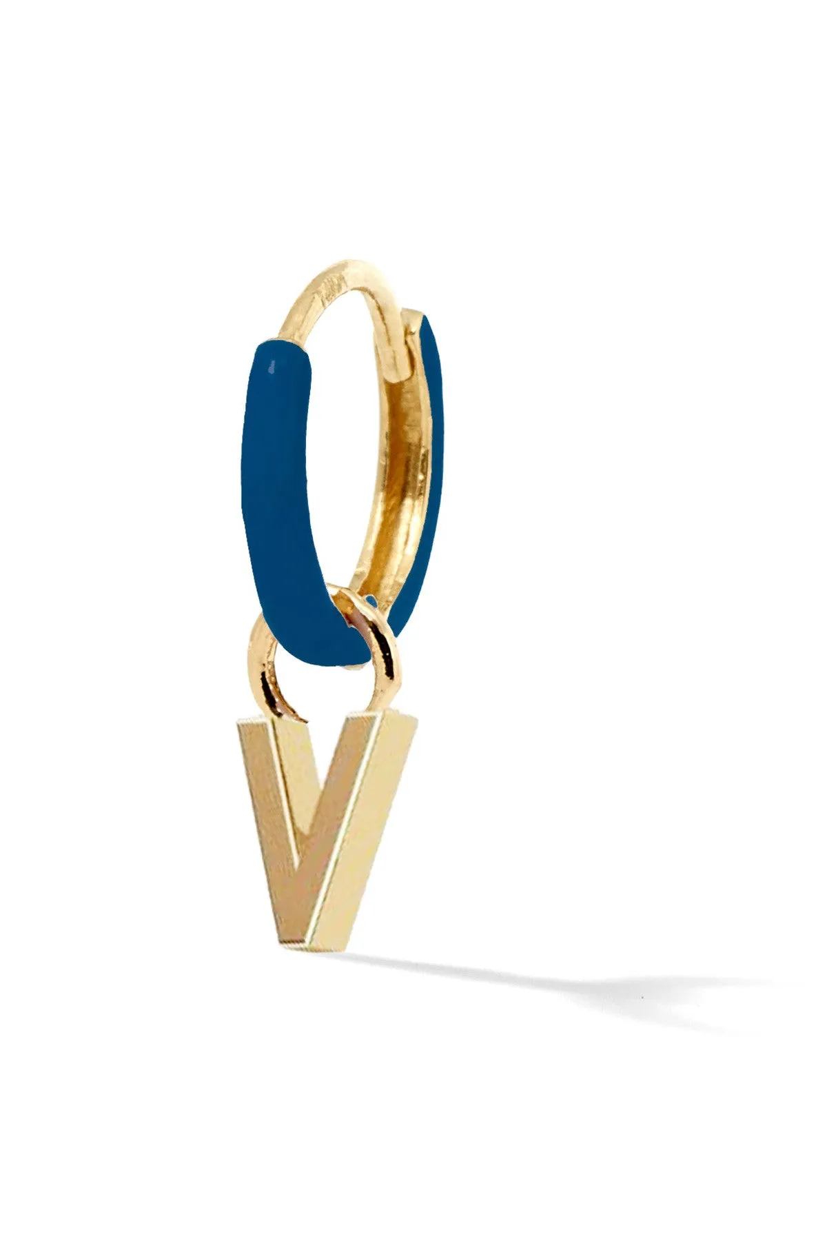 Letter Enamel Huggie - Bleu Fonce