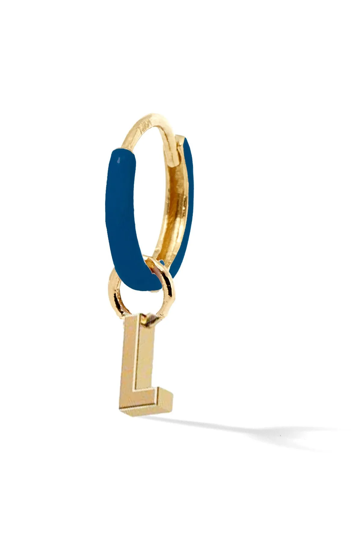 Letter Enamel Huggie - Bleu Fonce