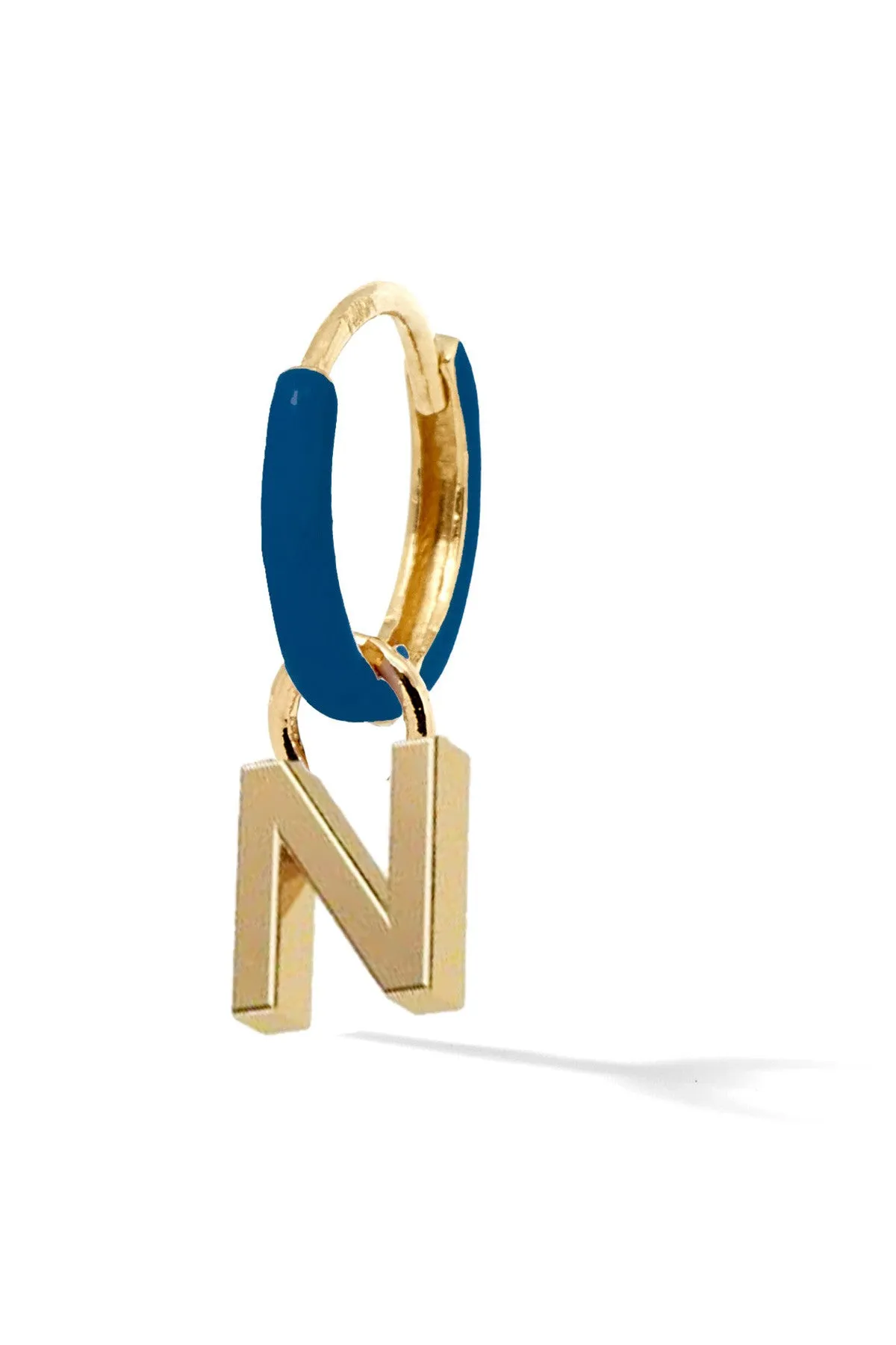 Letter Enamel Huggie - Bleu Fonce