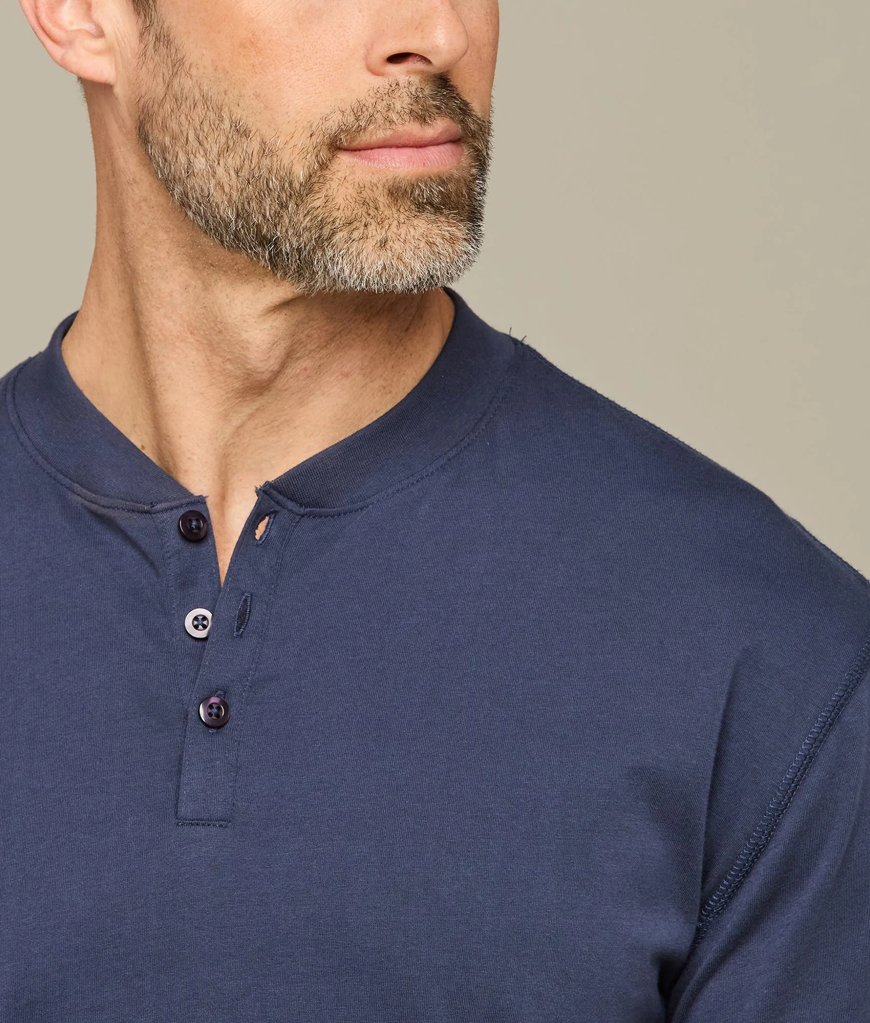 Lucchese Pima Cotton Henley :: Navy