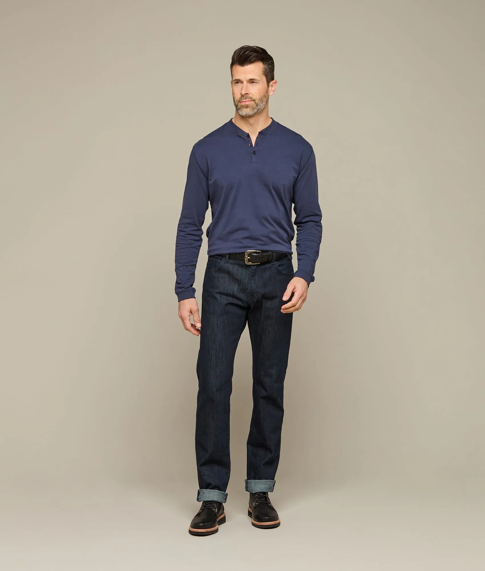 Lucchese Pima Cotton Henley :: Navy