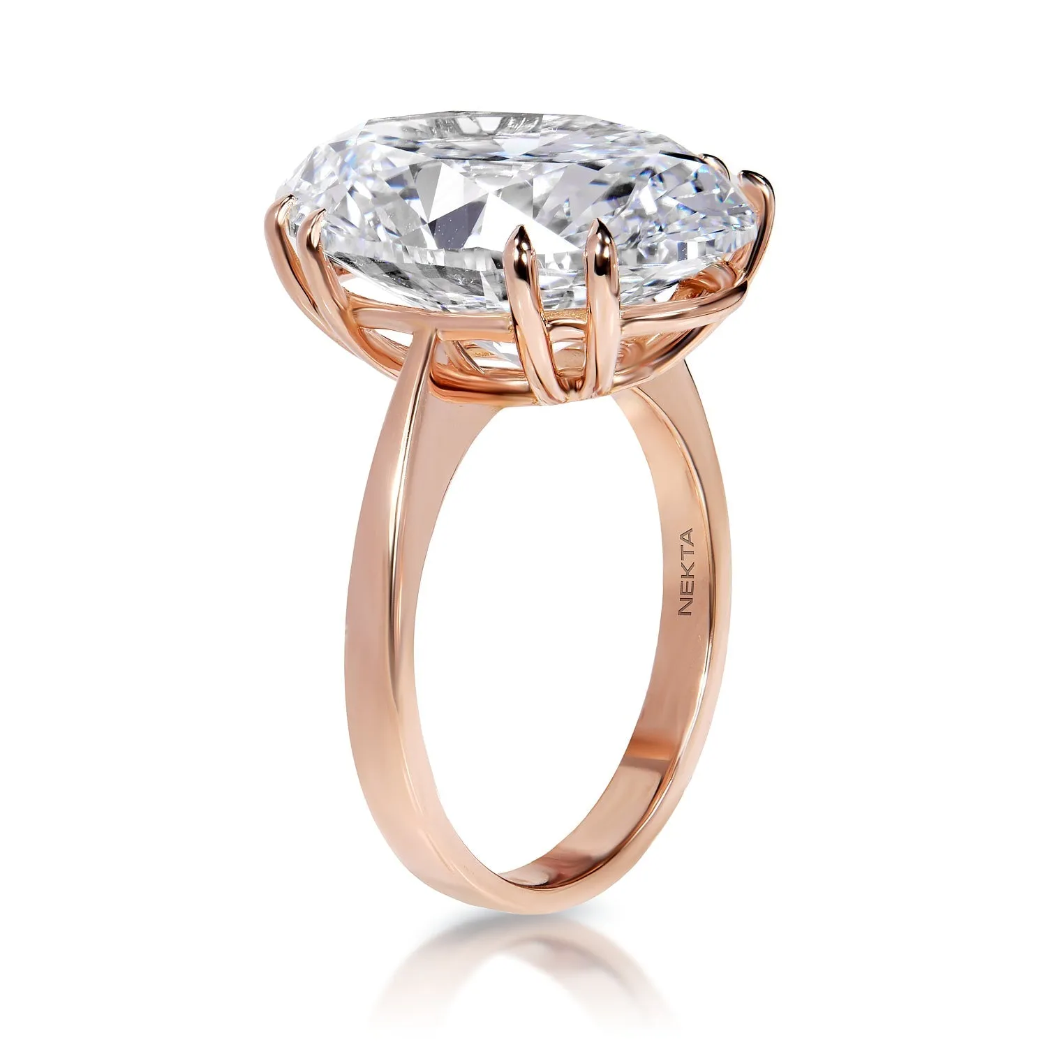 Lucinda 15 Carats D VS1 Oval Cut Lab Grown Diamond Engagement Ring in 18k Rose Gold. GIA Certified. by Mike Nekta