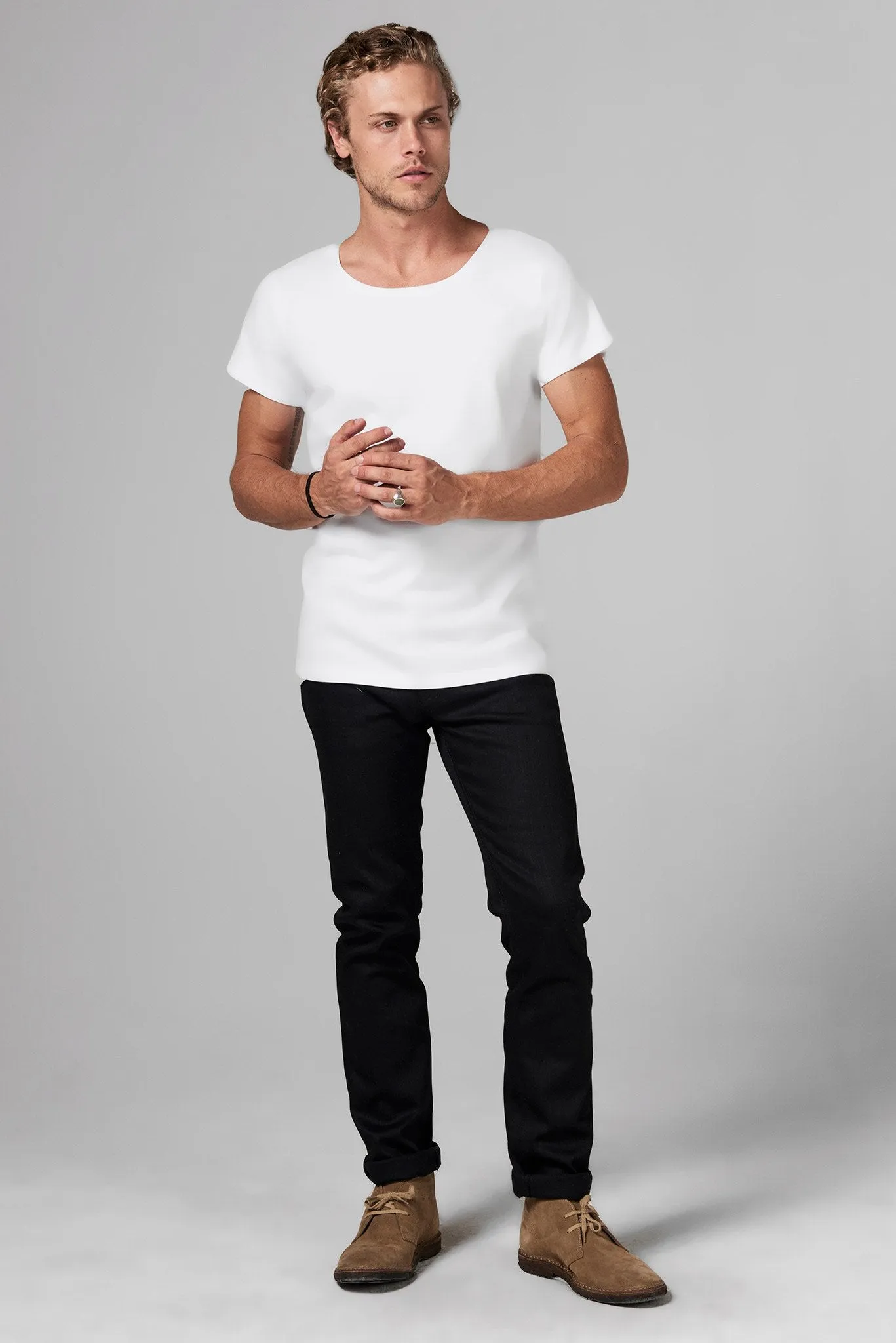 Men's Heavy Cotton Wide Neck Tee