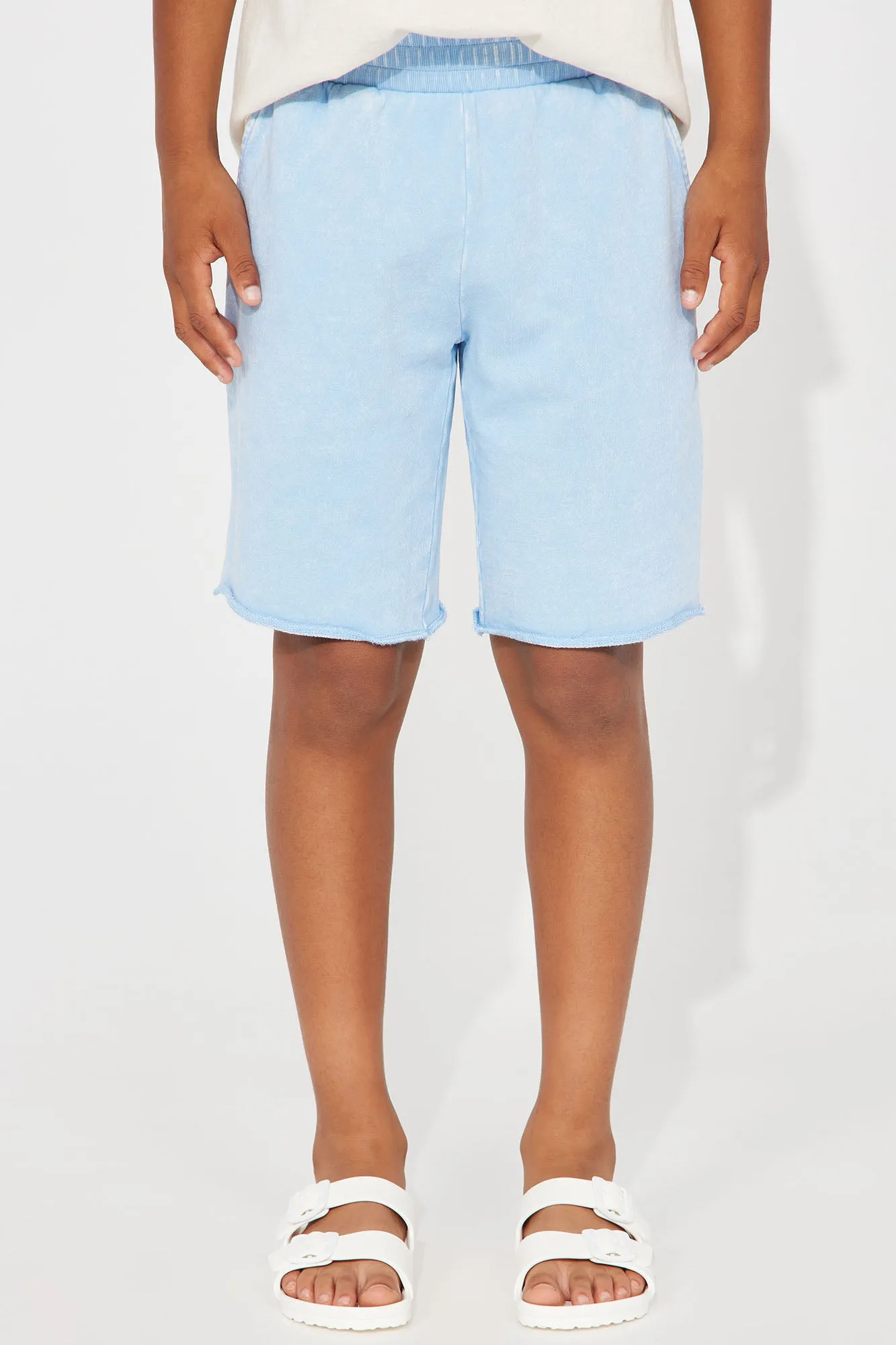 Mini Caught In A Daze Terry Sweatshort - Acid Wash Blue