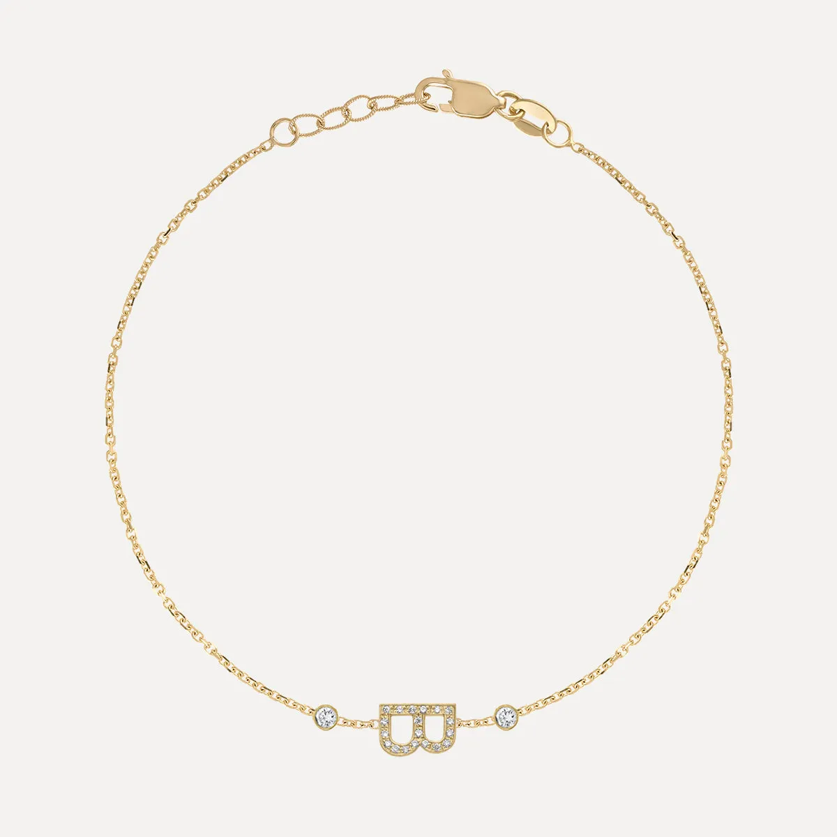 Mini Pave Letter Bracelet with Bezels