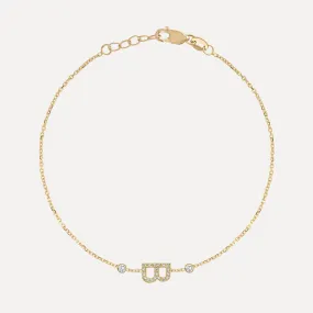 Mini Pave Letter Bracelet with Bezels