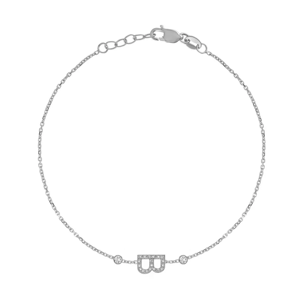 Mini Pave Letter Bracelet with Bezels