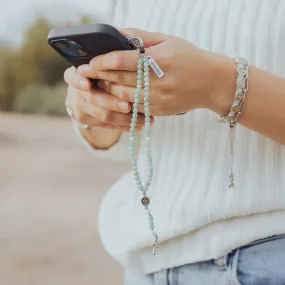 Miraculous Mary Phone Charm - Silver Amazonite