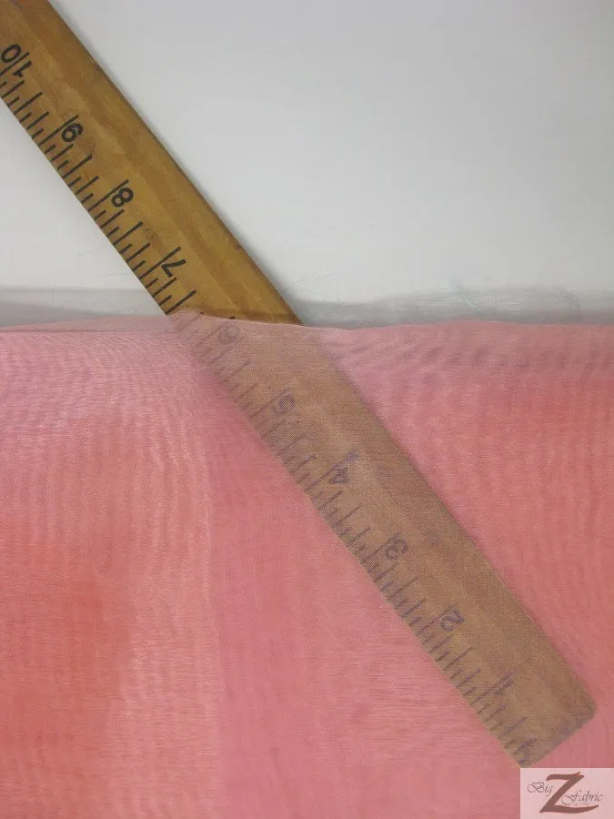 Mirror Crystal Organza Fabric - 20 Yard Bolt - Coral