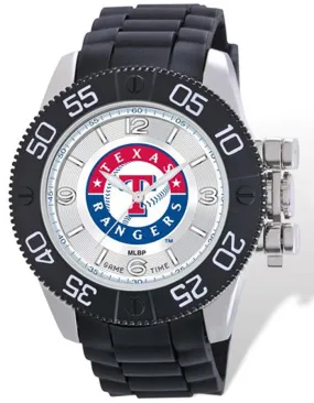 MLB Mens Texas Rangers Beast Watch - Color Logo Dial - Rubber Strap