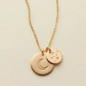 Moon and Stars Disc Necklace