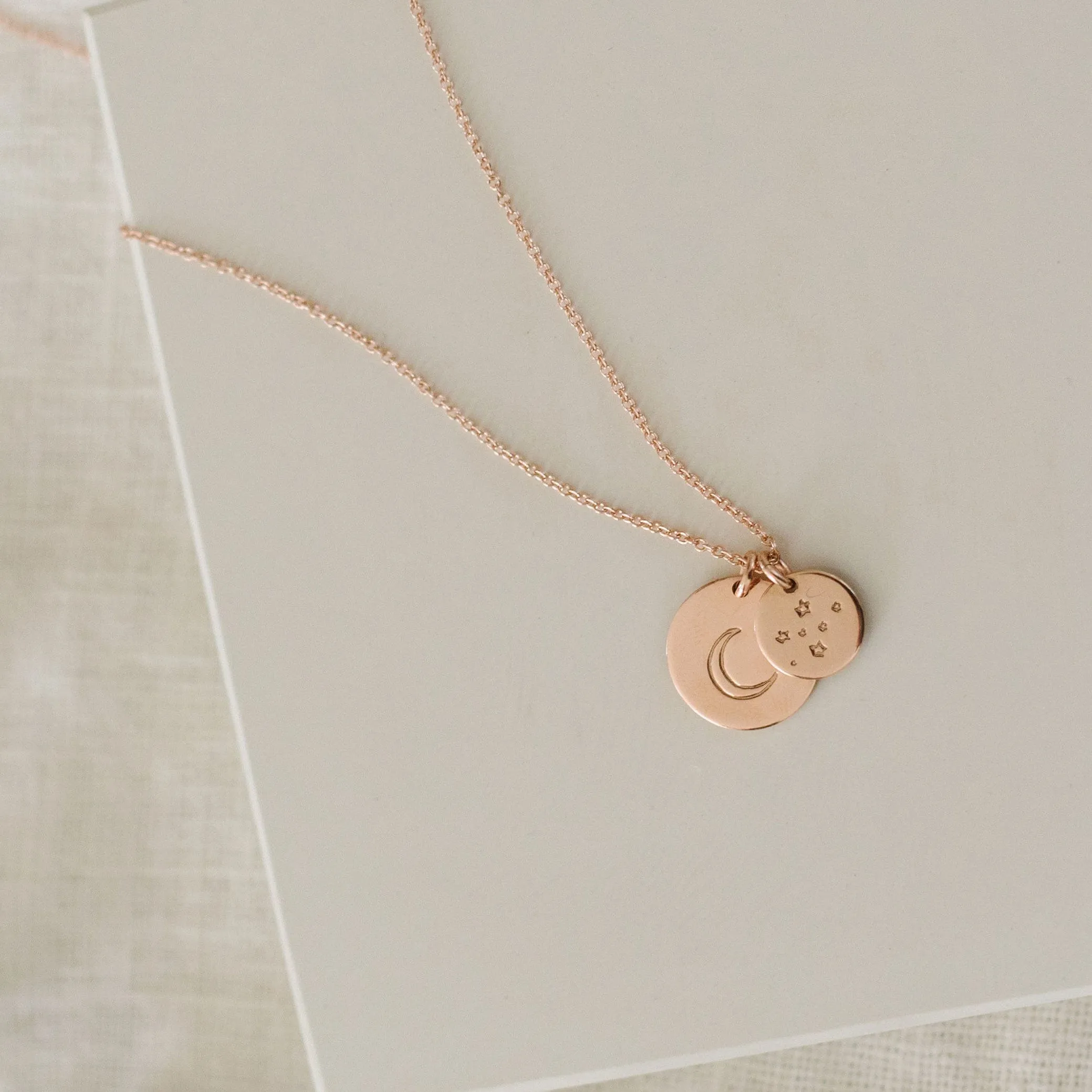 Moon and Stars Disc Necklace