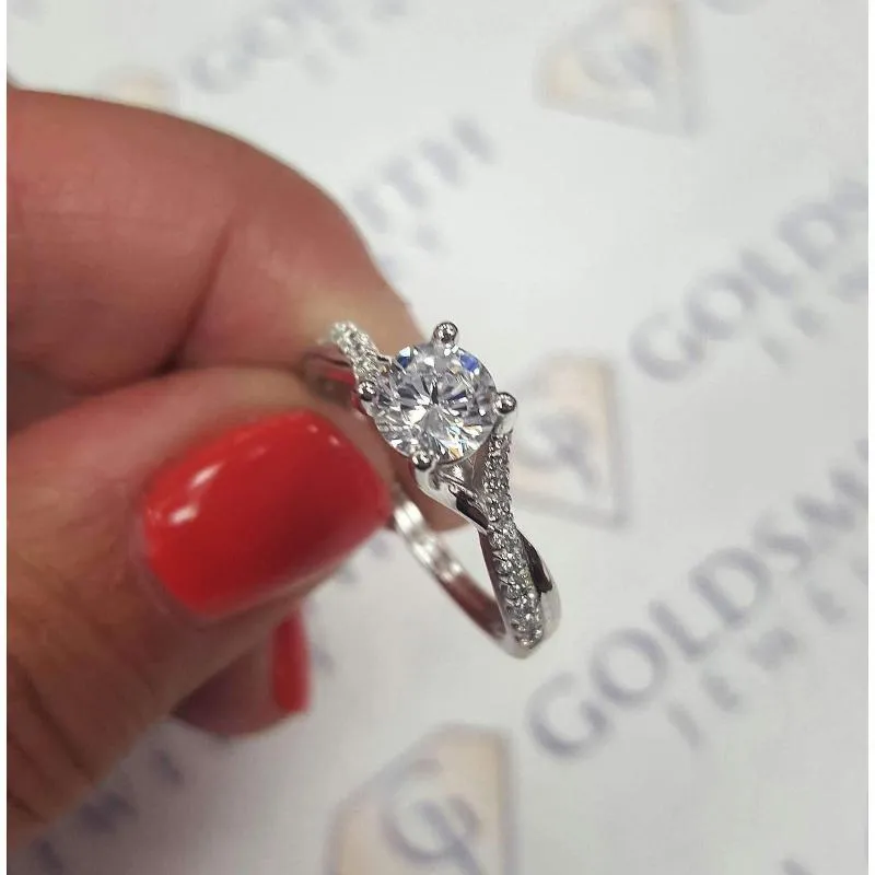 Mounting Only, Twisted Diamond Engagement Ring