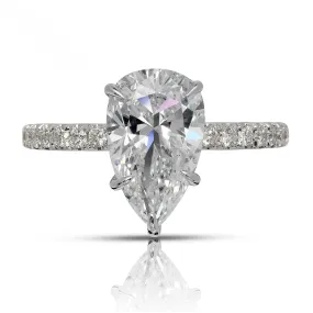 NASHI 3 CARAT PEAR SHAPE D COLOR VS2 CLARITY DIAMOND ENGAGEMENT RING 18K WHITE GOLD GIA CERTIFIED 2 CT D VS2 BY MIKE NEKTA