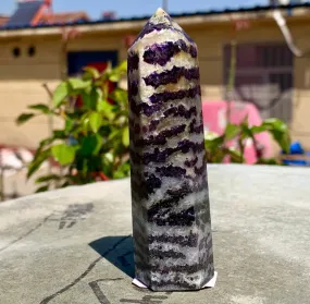 Natural Fluorite gemstone Crystal obelisk tower point wand