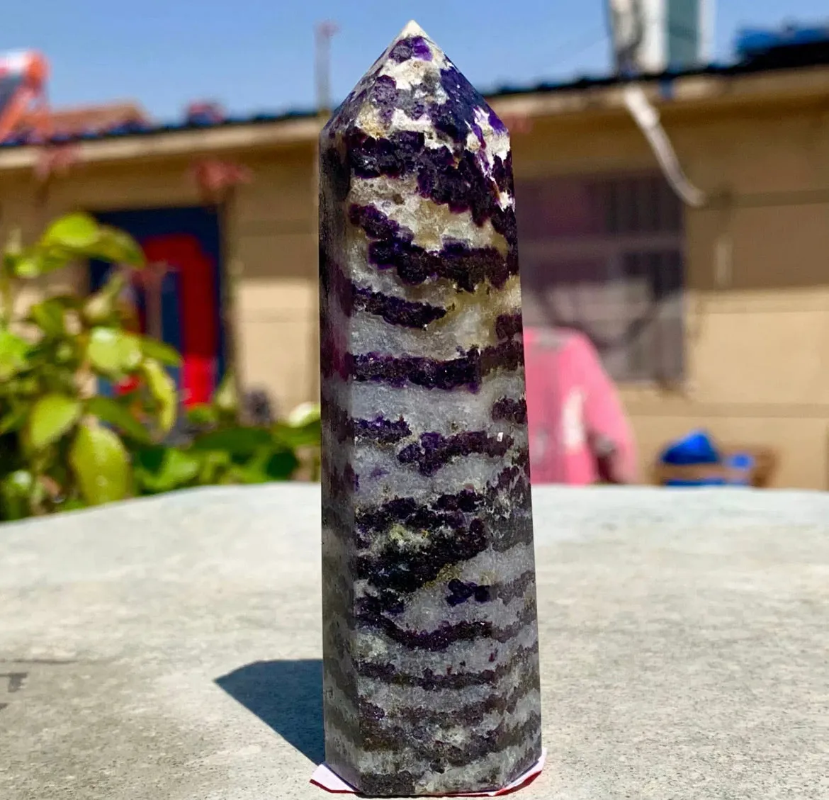 Natural Fluorite gemstone Crystal obelisk tower point wand