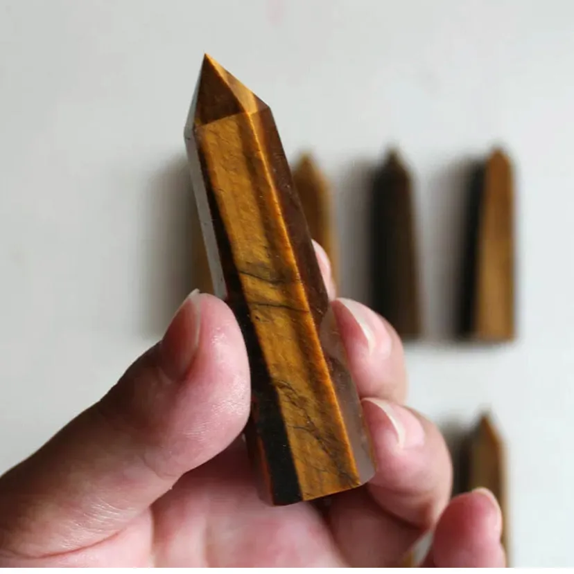 Natural Tiger's Eye Gemstone Healing Crystal Point Wand