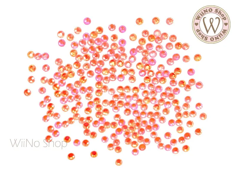 Neon Orange Iridescent Round Flatback Crystal (ss6-ss30)